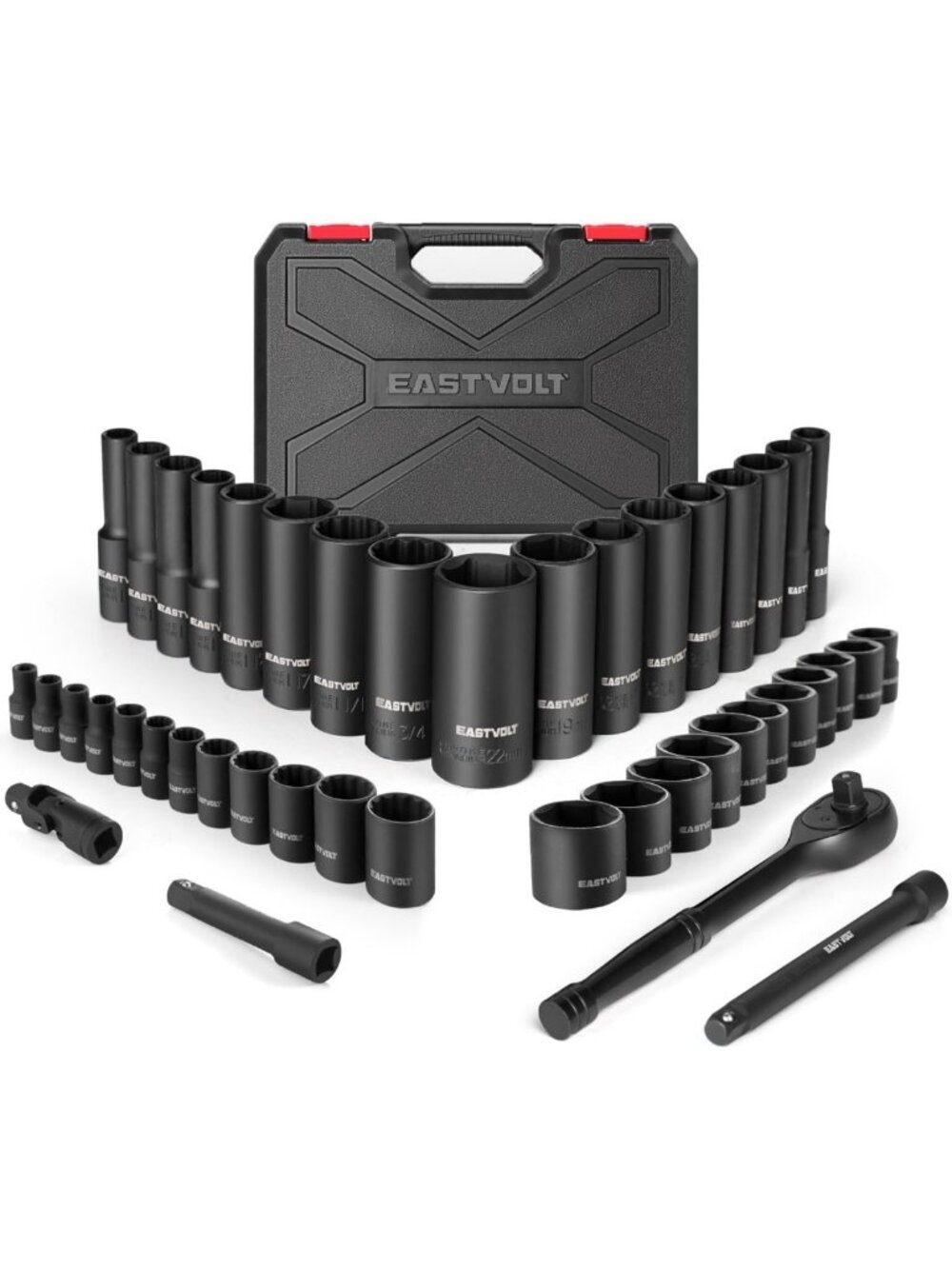 46-Piece Socket Wrench Set with 72 Teeth Ratchet, Extension Bar & Storage Case